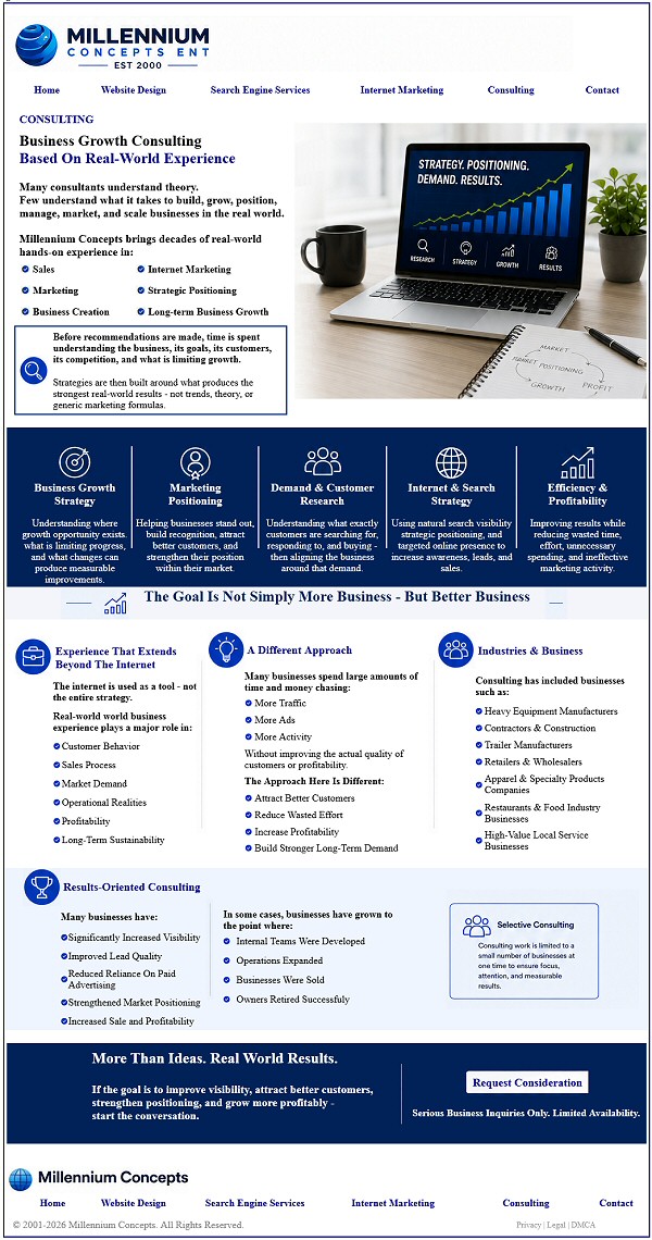 Internet Marketing Consulting Millennium Concepts Ent PA