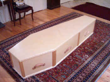 Hand crafted caskets are a practical alternative to conventional caskets.